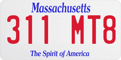 MA license plate 311MT8