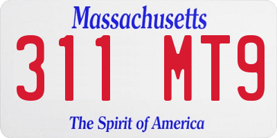 MA license plate 311MT9