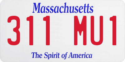MA license plate 311MU1