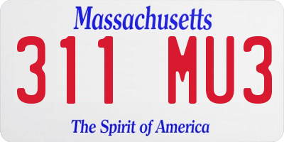 MA license plate 311MU3
