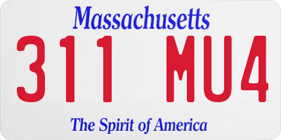 MA license plate 311MU4