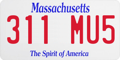 MA license plate 311MU5