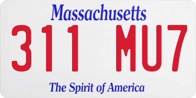 MA license plate 311MU7