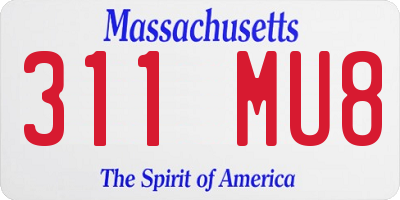 MA license plate 311MU8