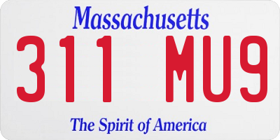 MA license plate 311MU9