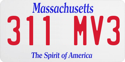 MA license plate 311MV3