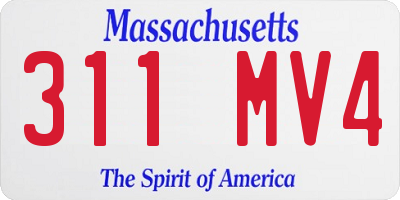 MA license plate 311MV4