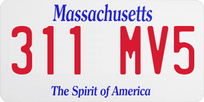 MA license plate 311MV5