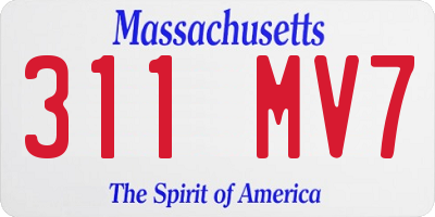 MA license plate 311MV7