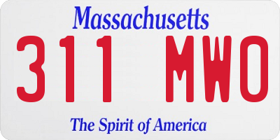 MA license plate 311MW0