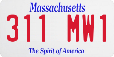MA license plate 311MW1