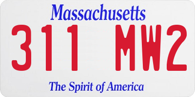 MA license plate 311MW2