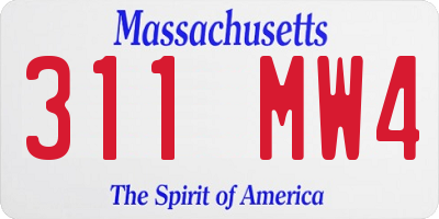 MA license plate 311MW4