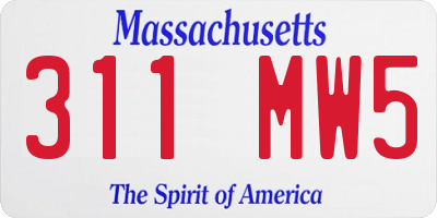 MA license plate 311MW5