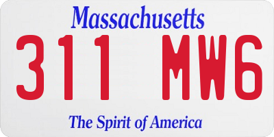 MA license plate 311MW6