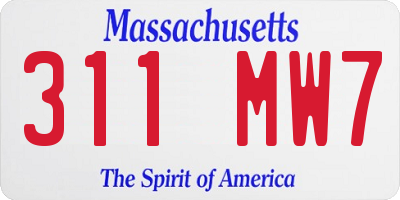 MA license plate 311MW7