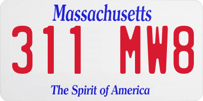 MA license plate 311MW8