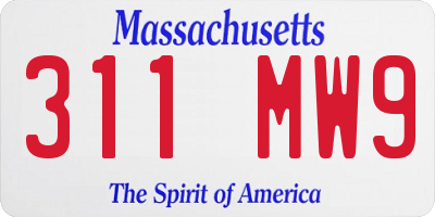 MA license plate 311MW9