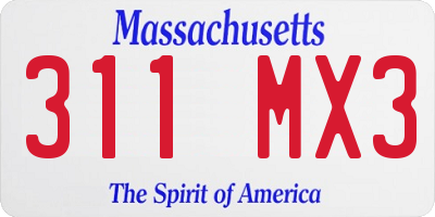 MA license plate 311MX3