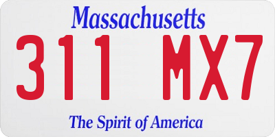 MA license plate 311MX7