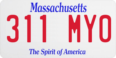 MA license plate 311MY0