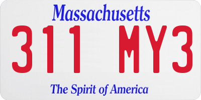 MA license plate 311MY3