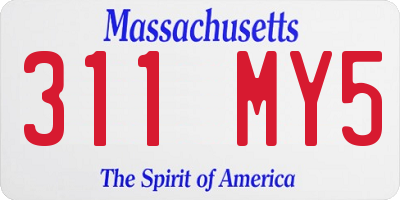 MA license plate 311MY5