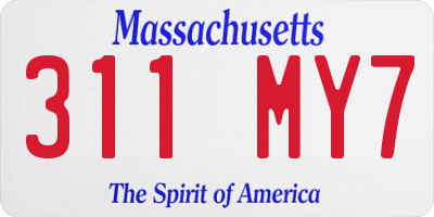 MA license plate 311MY7