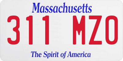 MA license plate 311MZ0