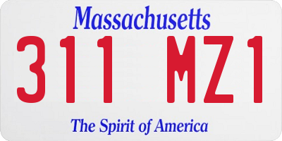 MA license plate 311MZ1