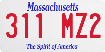 MA license plate 311MZ2