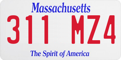 MA license plate 311MZ4