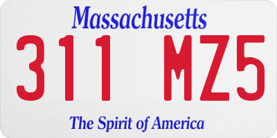 MA license plate 311MZ5