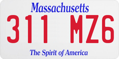 MA license plate 311MZ6