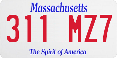 MA license plate 311MZ7
