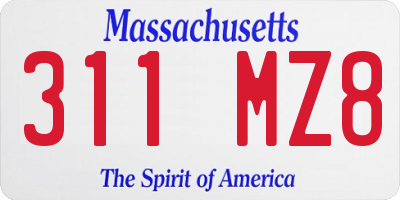 MA license plate 311MZ8