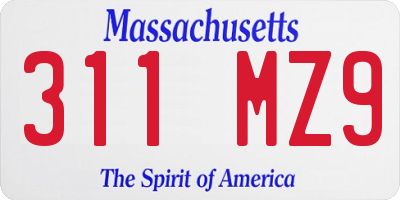 MA license plate 311MZ9