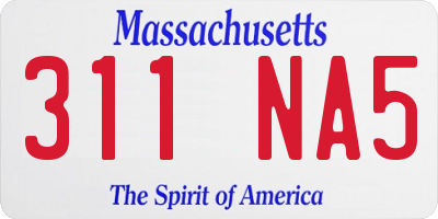 MA license plate 311NA5