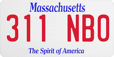 MA license plate 311NB0