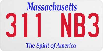 MA license plate 311NB3