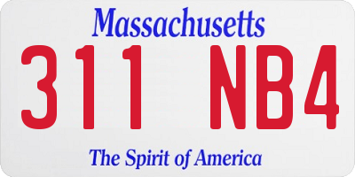 MA license plate 311NB4