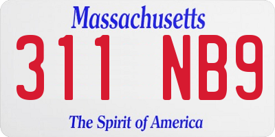 MA license plate 311NB9