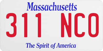 MA license plate 311NC0