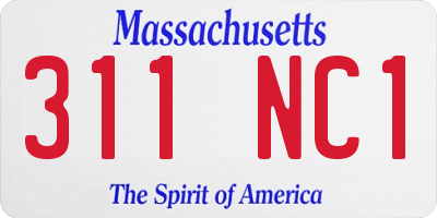 MA license plate 311NC1