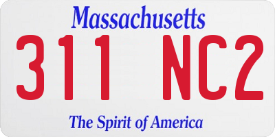 MA license plate 311NC2