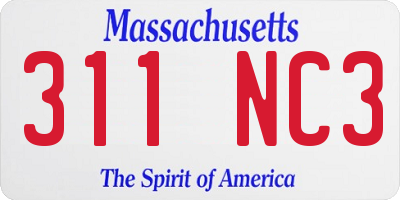 MA license plate 311NC3