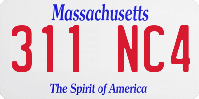MA license plate 311NC4