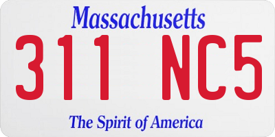 MA license plate 311NC5