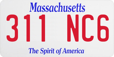 MA license plate 311NC6