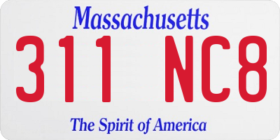 MA license plate 311NC8